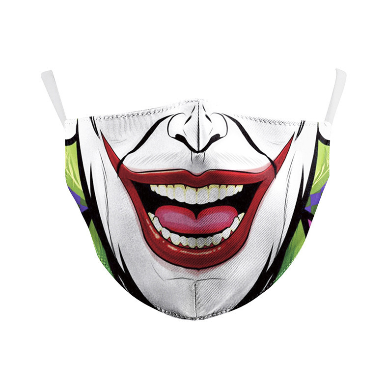 3PCS Crazy Mask Clown Mask Breathable Dustproof Reuseable Washable Mouth Cover